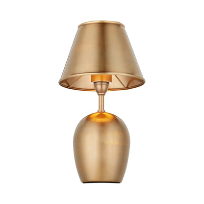 Volley LED Rechargeable Table Lamp in Antique Brass.