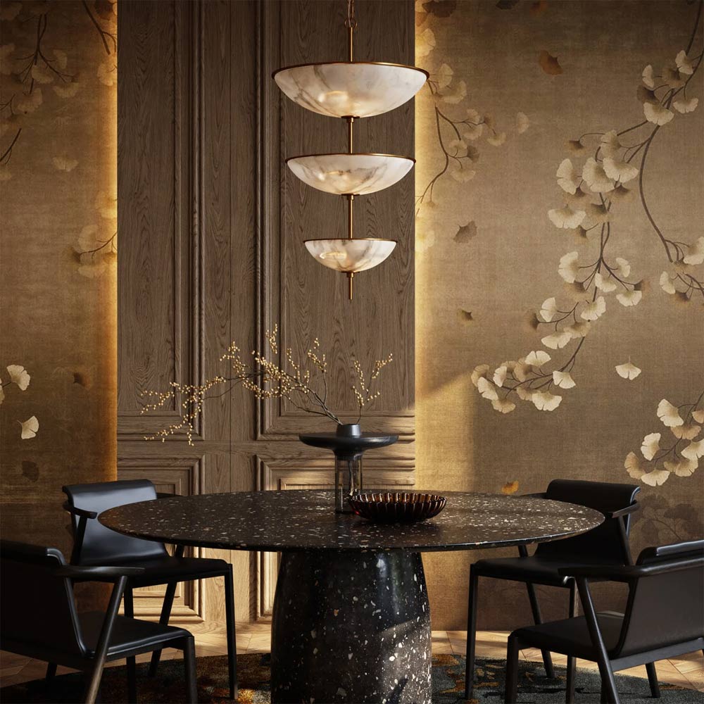 Volterra Chandelier in dining room.