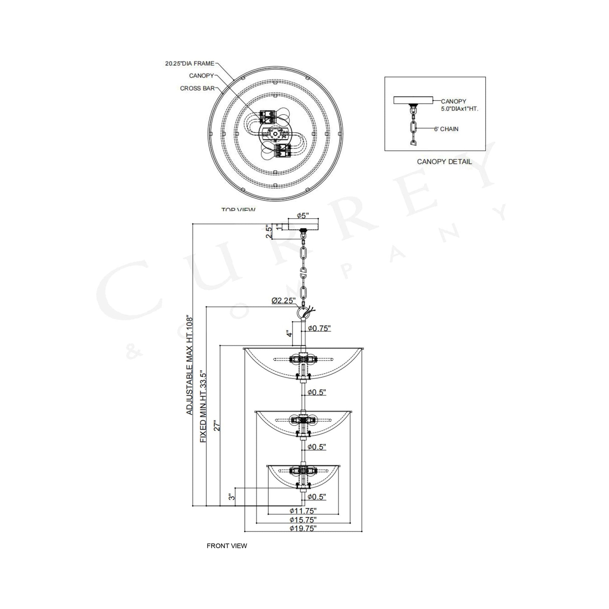 Volterra Chandelier - line drawing.