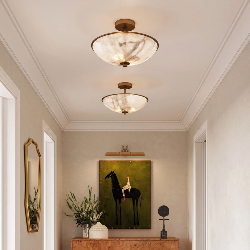 Volterra Semi Flush Mount Ceiling Light in hallway.