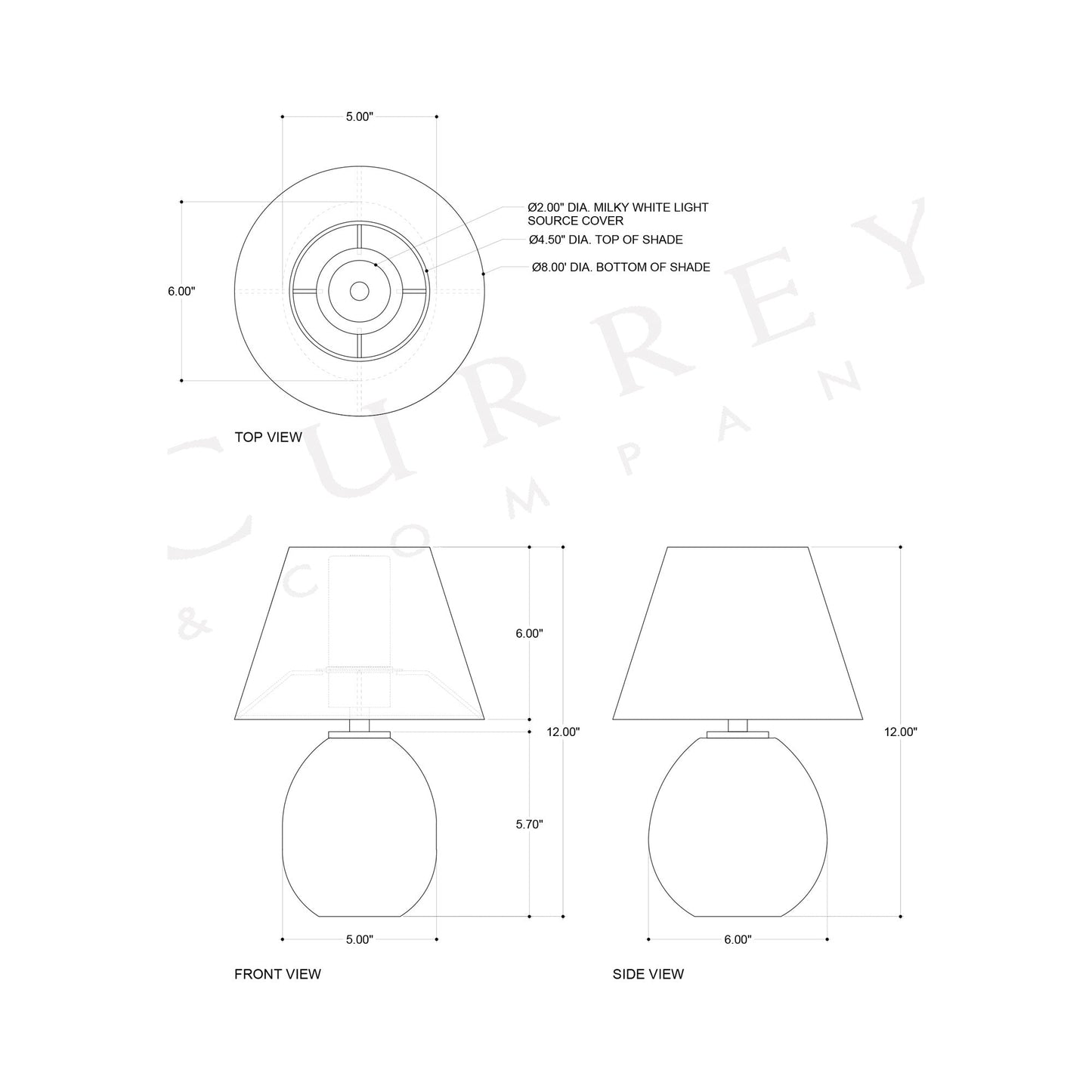 Voyage LED Rechargeable Table Lamp - line drawing.
