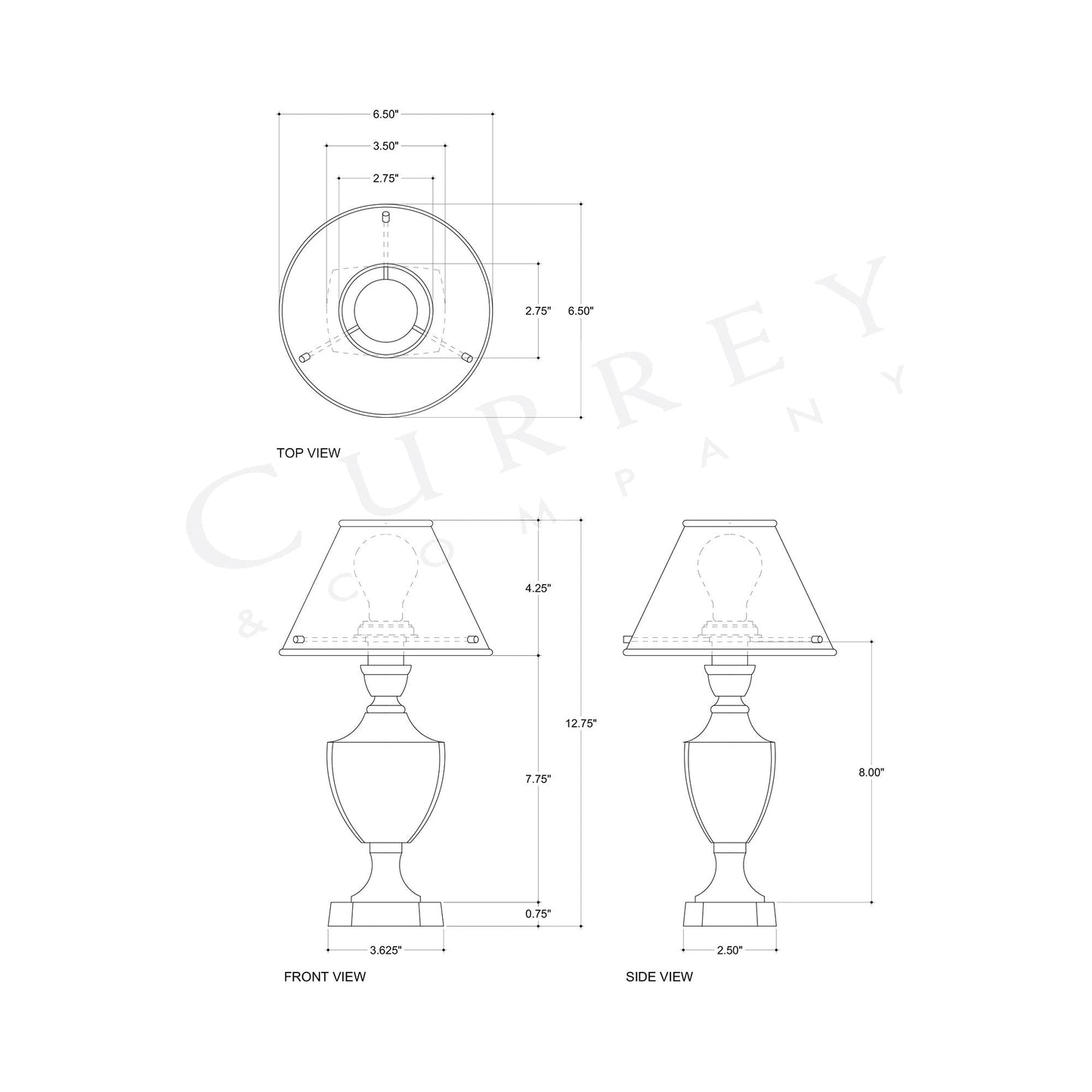 Waddill Table Lamp - line drawing.