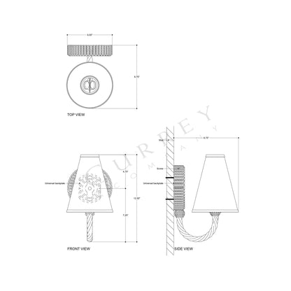 Wallis Wall Light - line drawing.