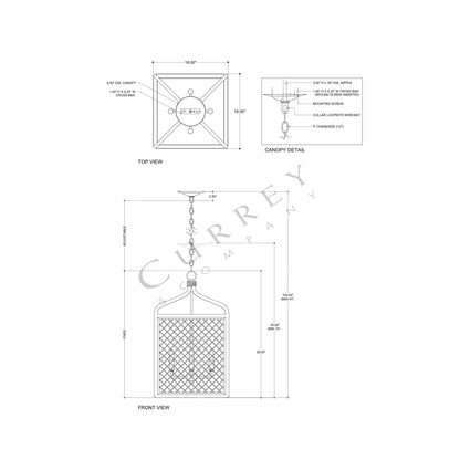 Wanstead Pendant Light - line drawing.