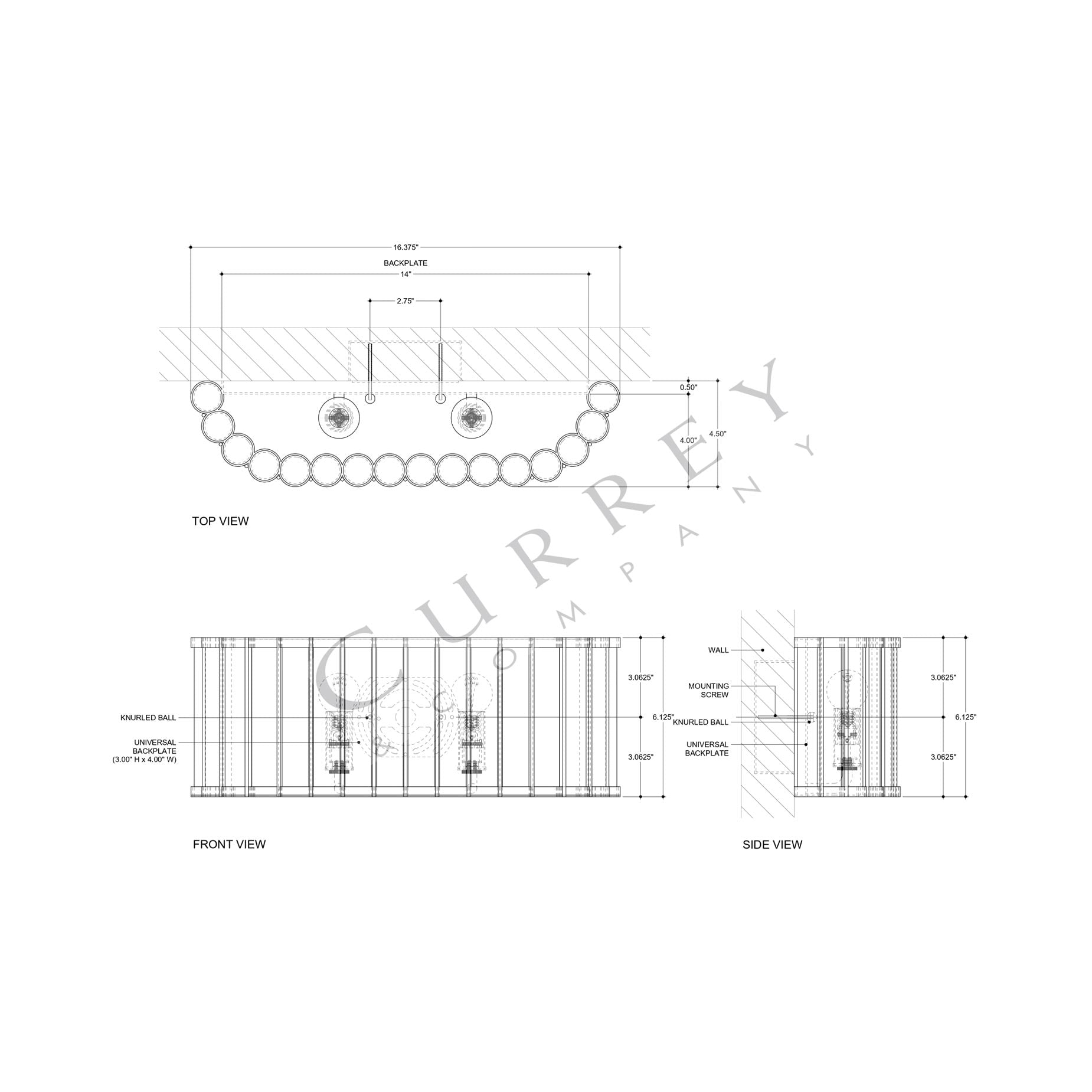 Warwick Wall Light - line drawing.