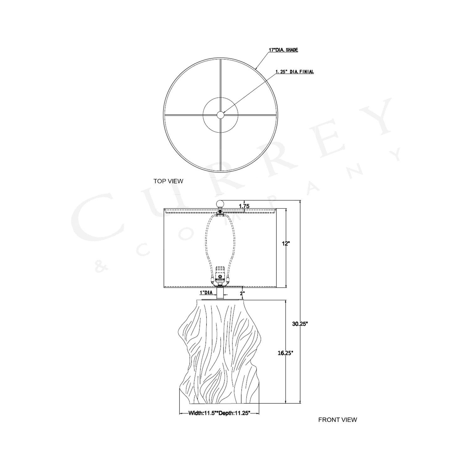 Watershed Table Lamp - line drawing.