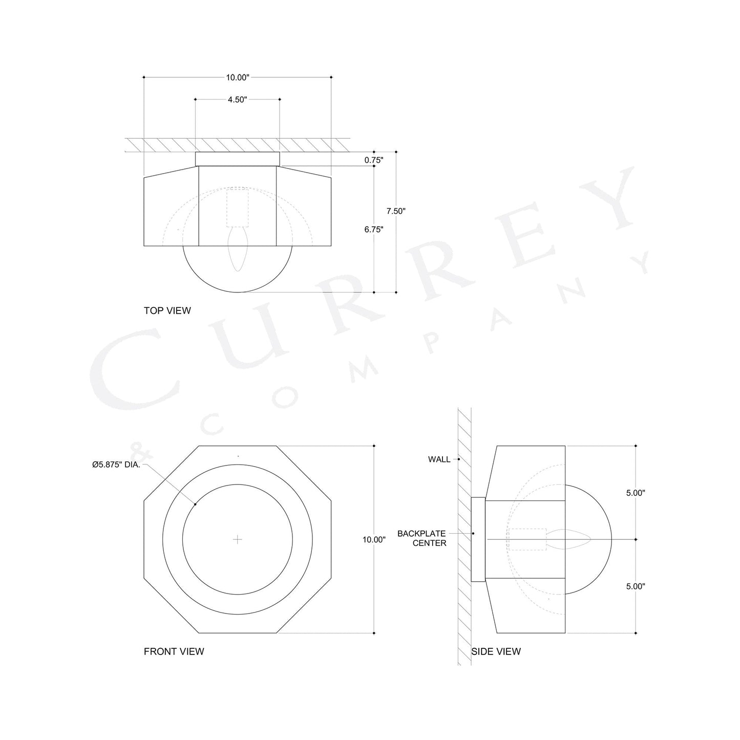 Waystone Wall Light - line drawing.