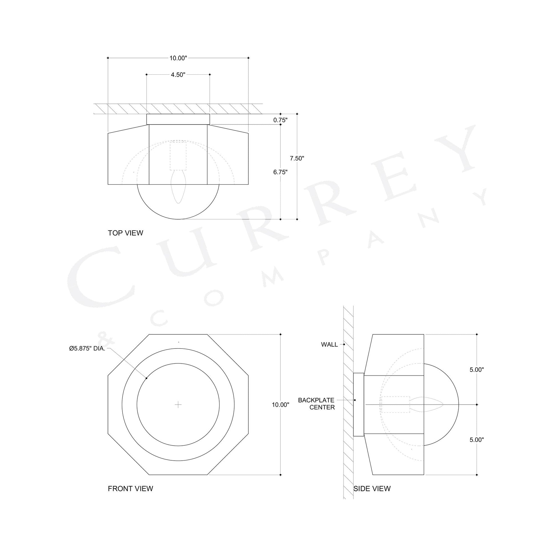 Waystone Wall Light - line drawing.