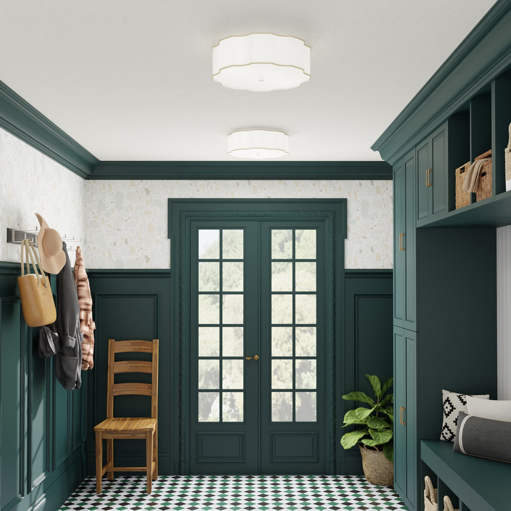 Wexford Flush Mount Ceiling Light in hallway.