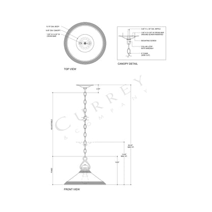 Weybright Pendant Light - line drawing.