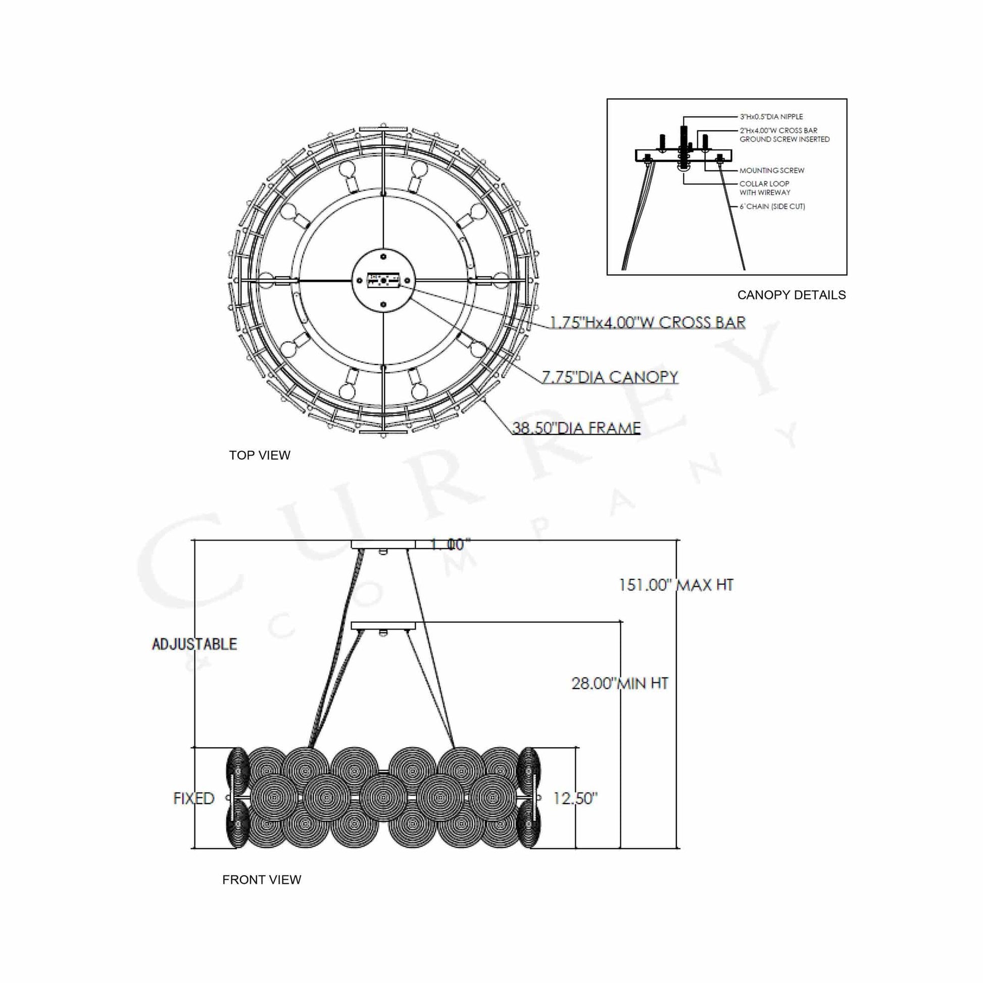 Whirlwind Chandelier  - line drawing.
