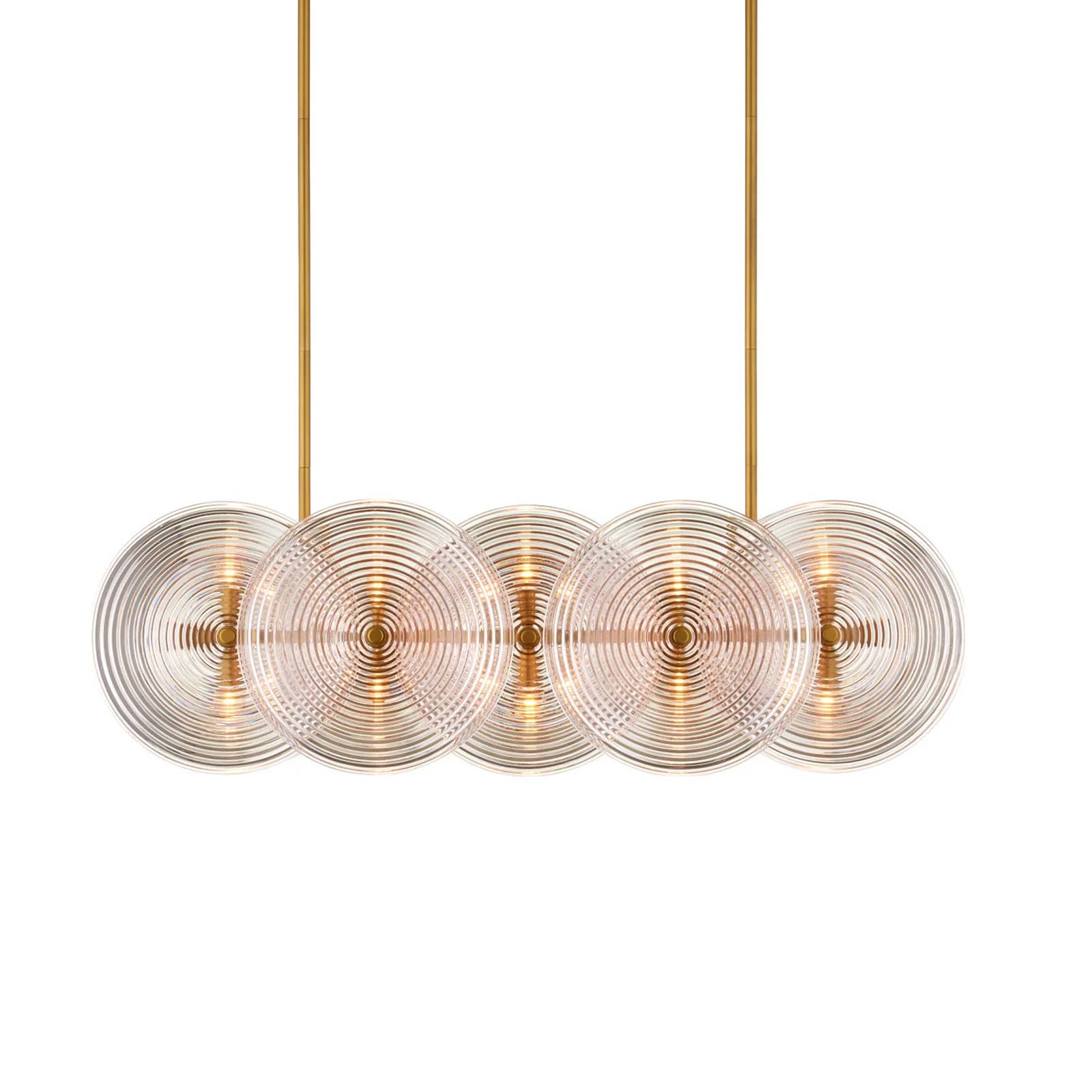 Whirlwind Linear Chandelier in Pale Pink.