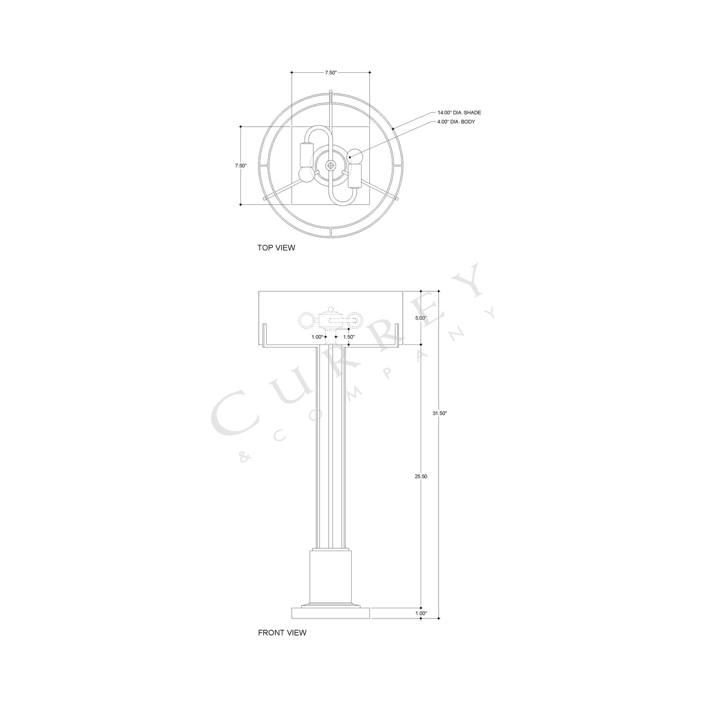 Winsland Table Lamp - line drawing.