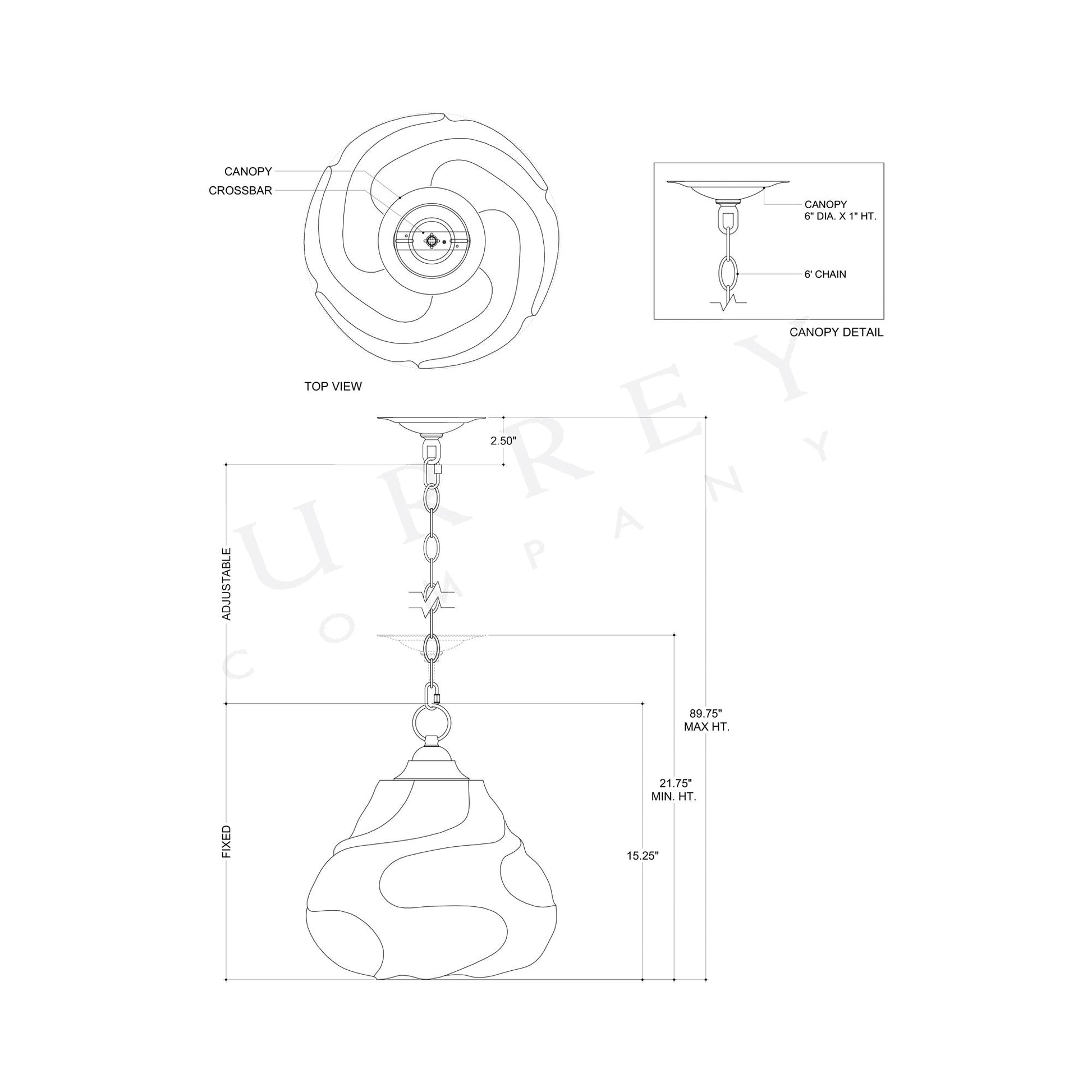 Wintershall Pendant Light - line drawing.