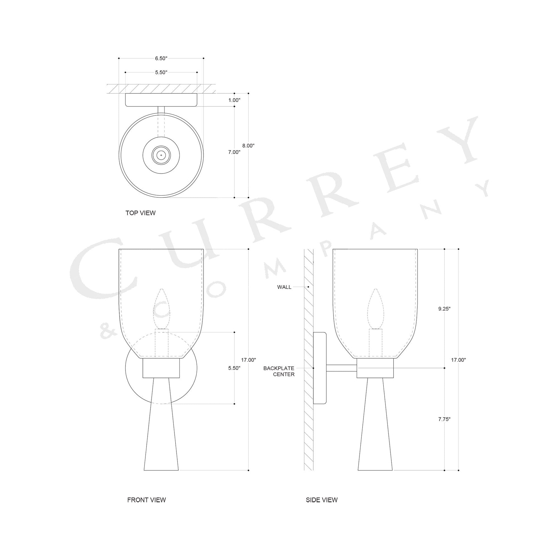 Woburn Wall Light - line drawing.