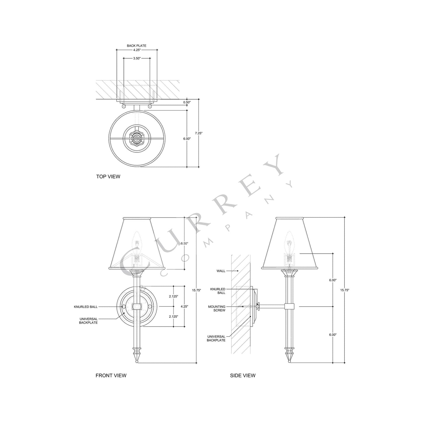Wollaton Wall Light - line drawing.