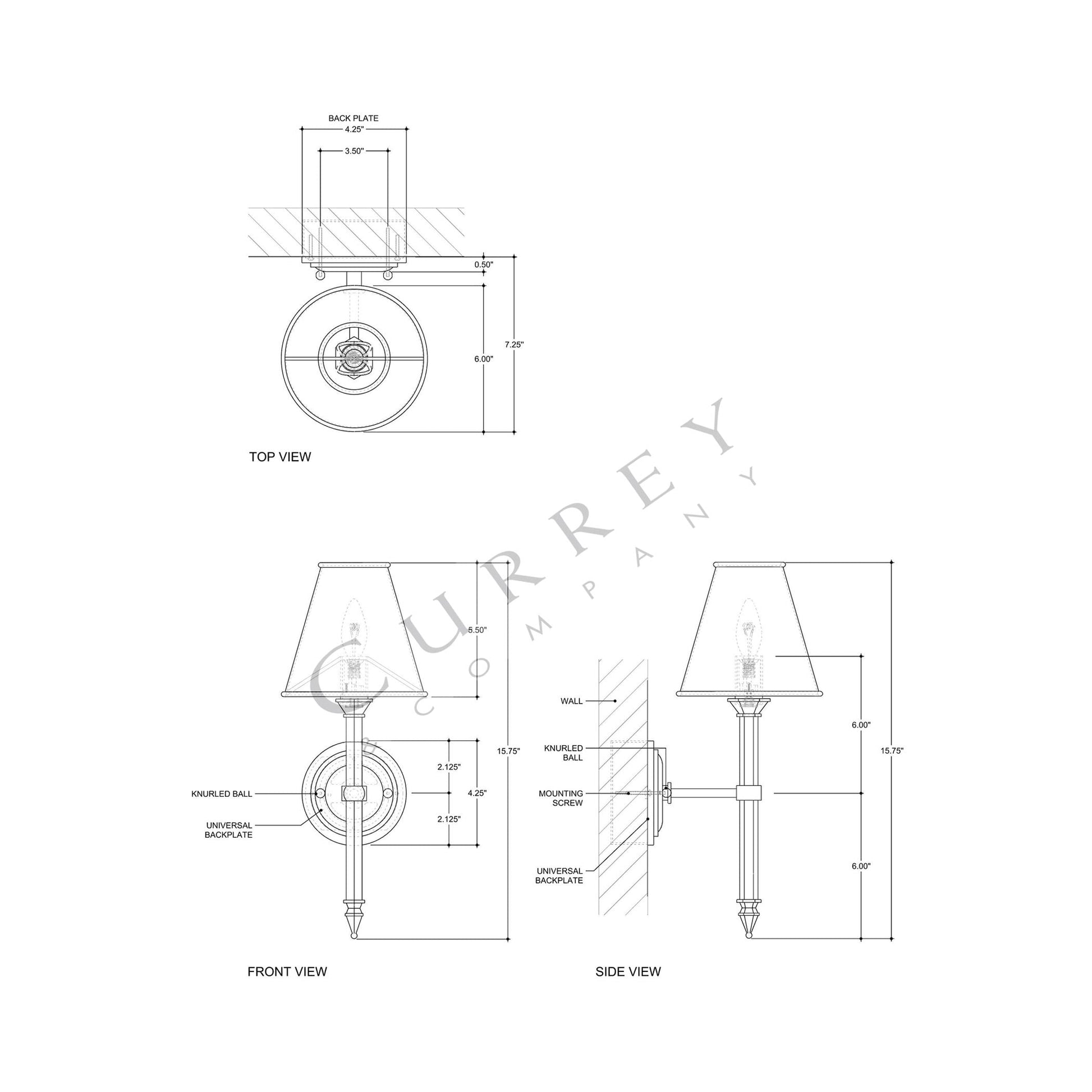 Wollaton Wall Light - line drawing.