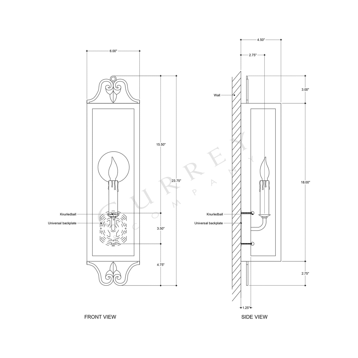 Wolverton Wall Light - line drawing.