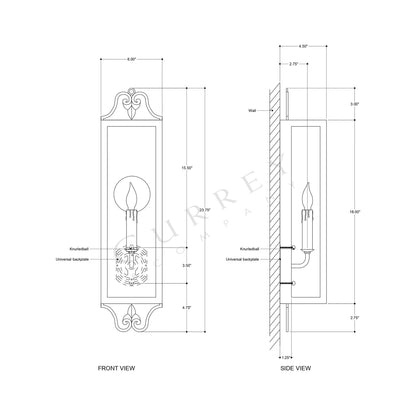 Wolverton Wall Light - line drawing.