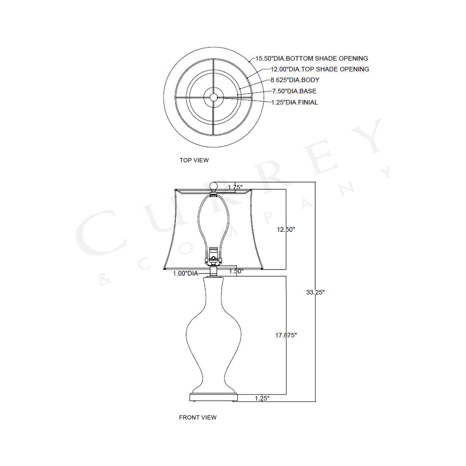 Zeta Table Lamp - line drawing.
