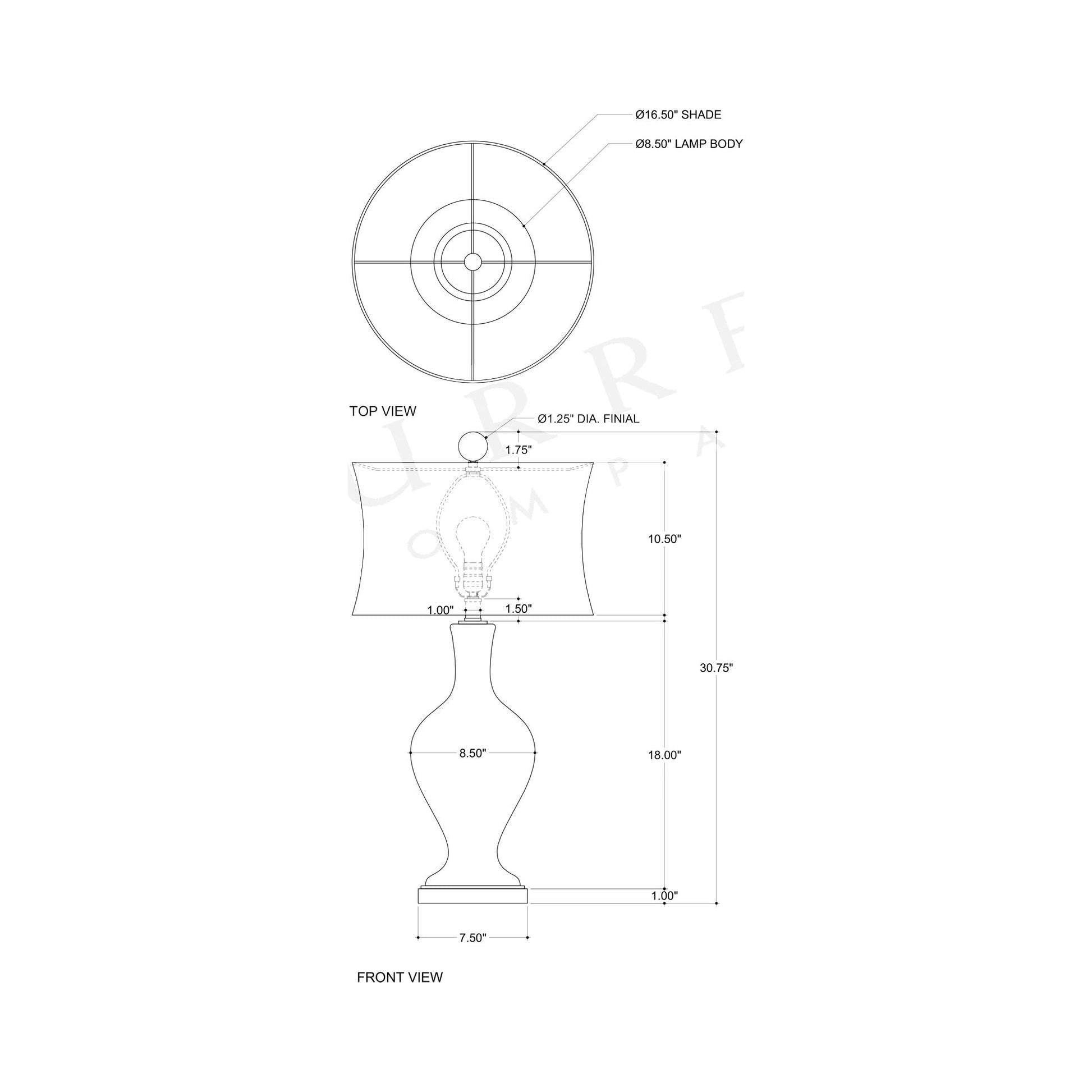 Zeta Table Lamp - line drawing.
