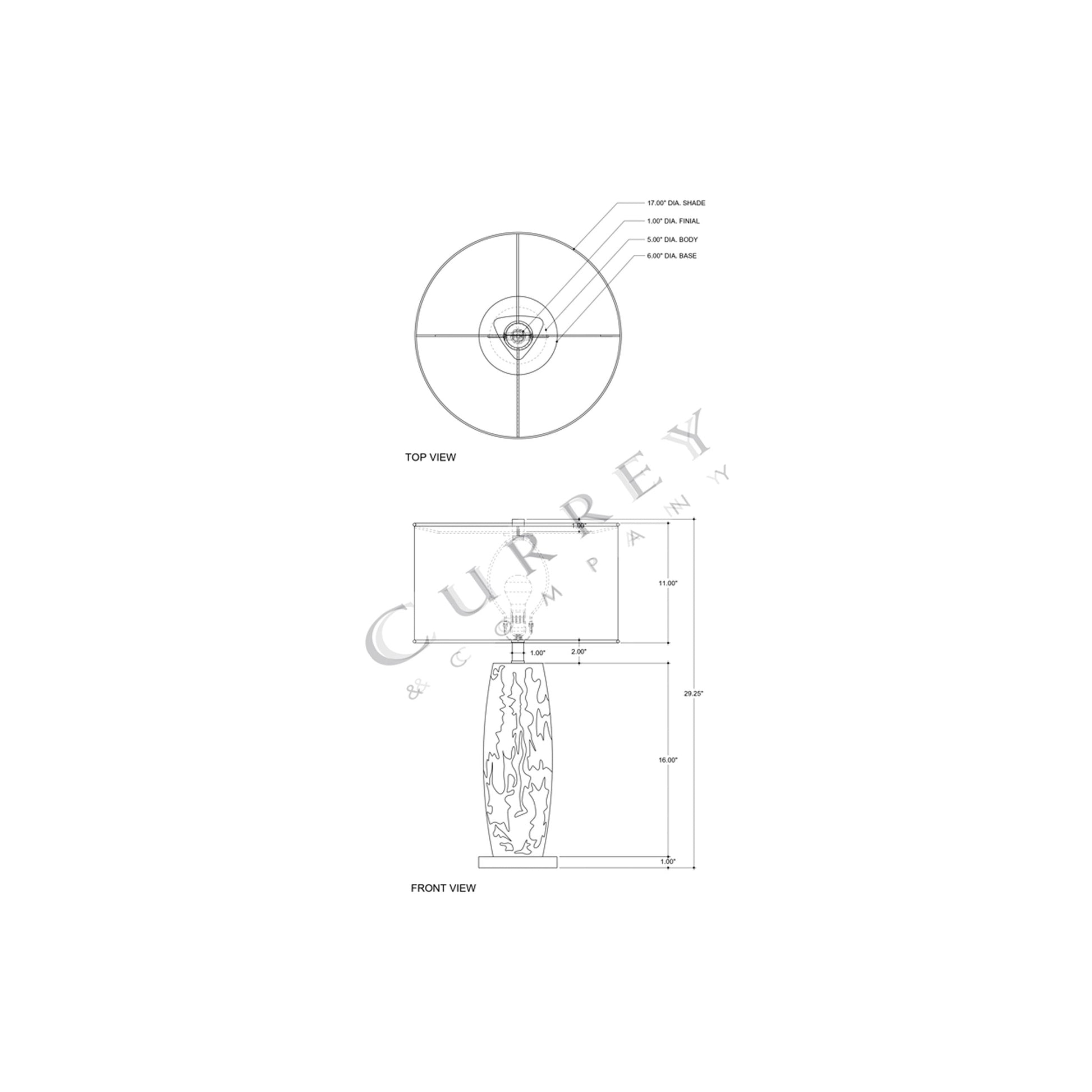 Zowan Table Lamp - line drawing.