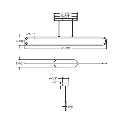 Atom LED Linear Pendant Light - line drawing.