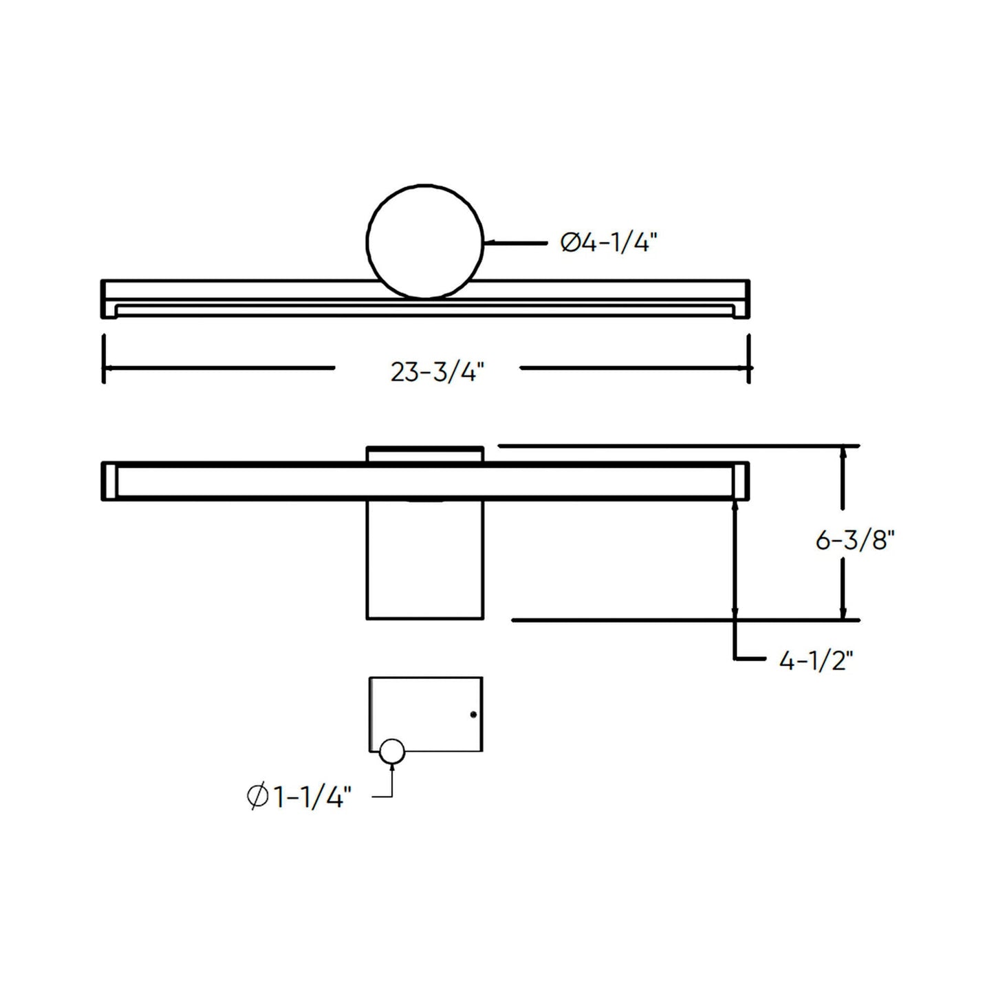 Balance LED Bath Vanity Light - line drawing.