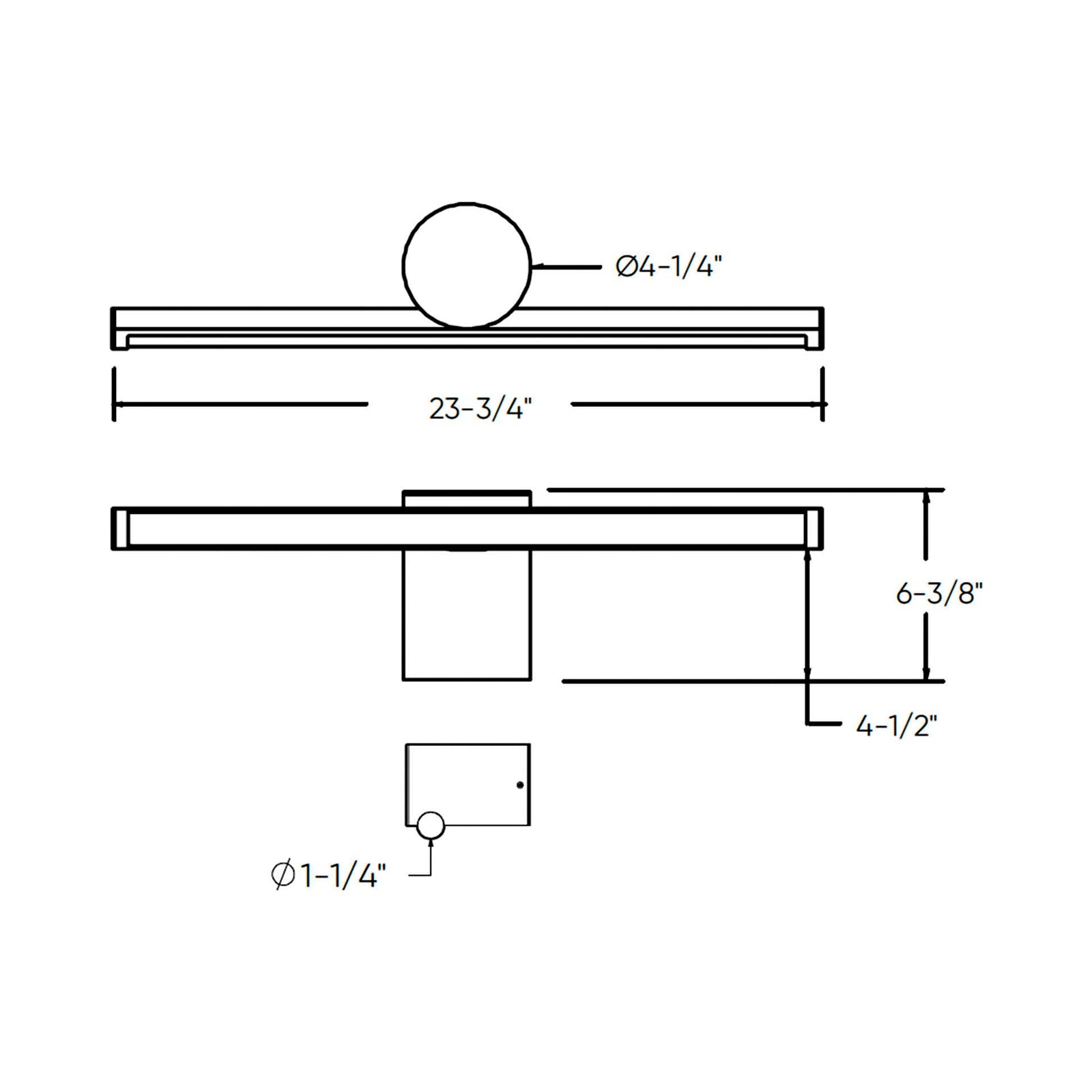 Balance LED Bath Vanity Light - line drawing.