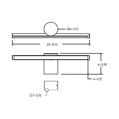 Balance LED Bath Vanity Light - line drawing.