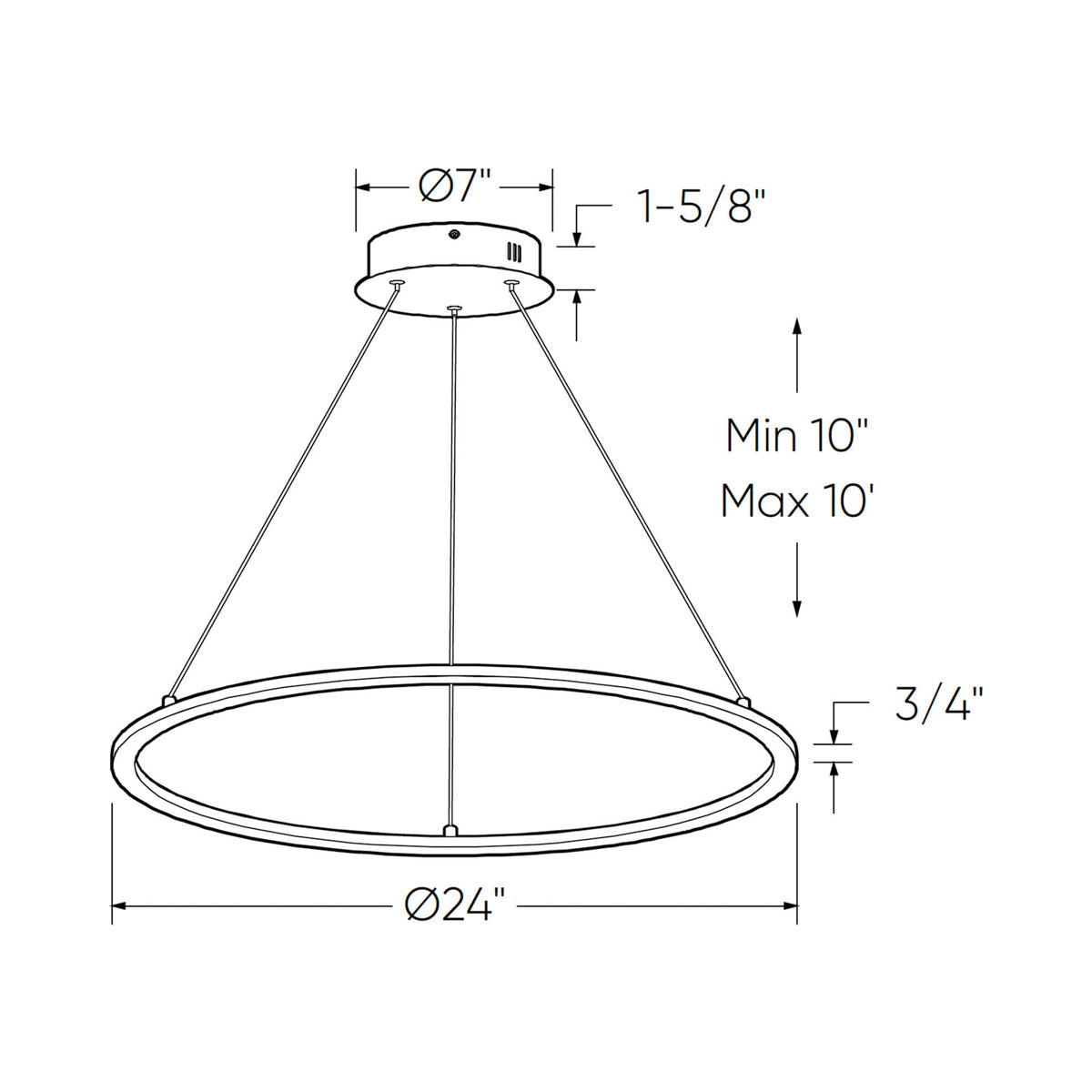 Circa LED Pendant Light - line drawing.
