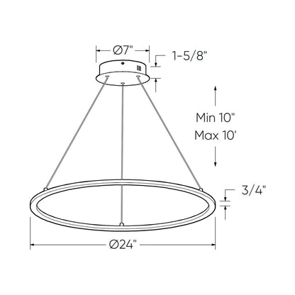 Circa LED Pendant Light - line drawing.