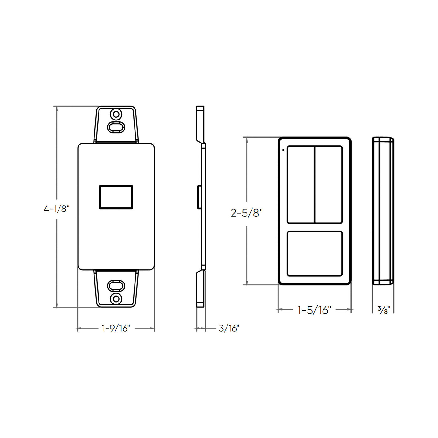 Clicc Smart Wall Controller - line drawing.