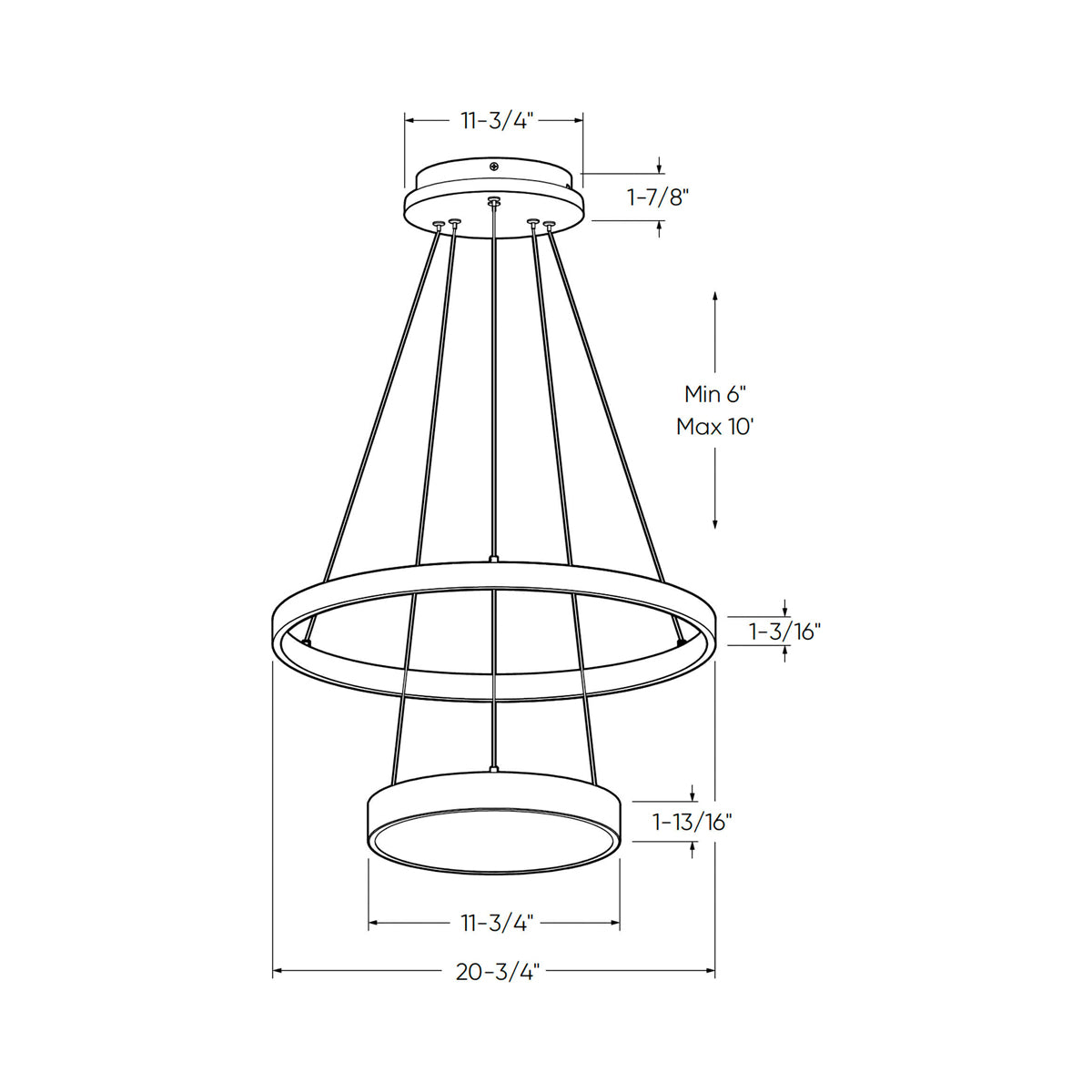 Drop LED Pendant Light - line drawing.