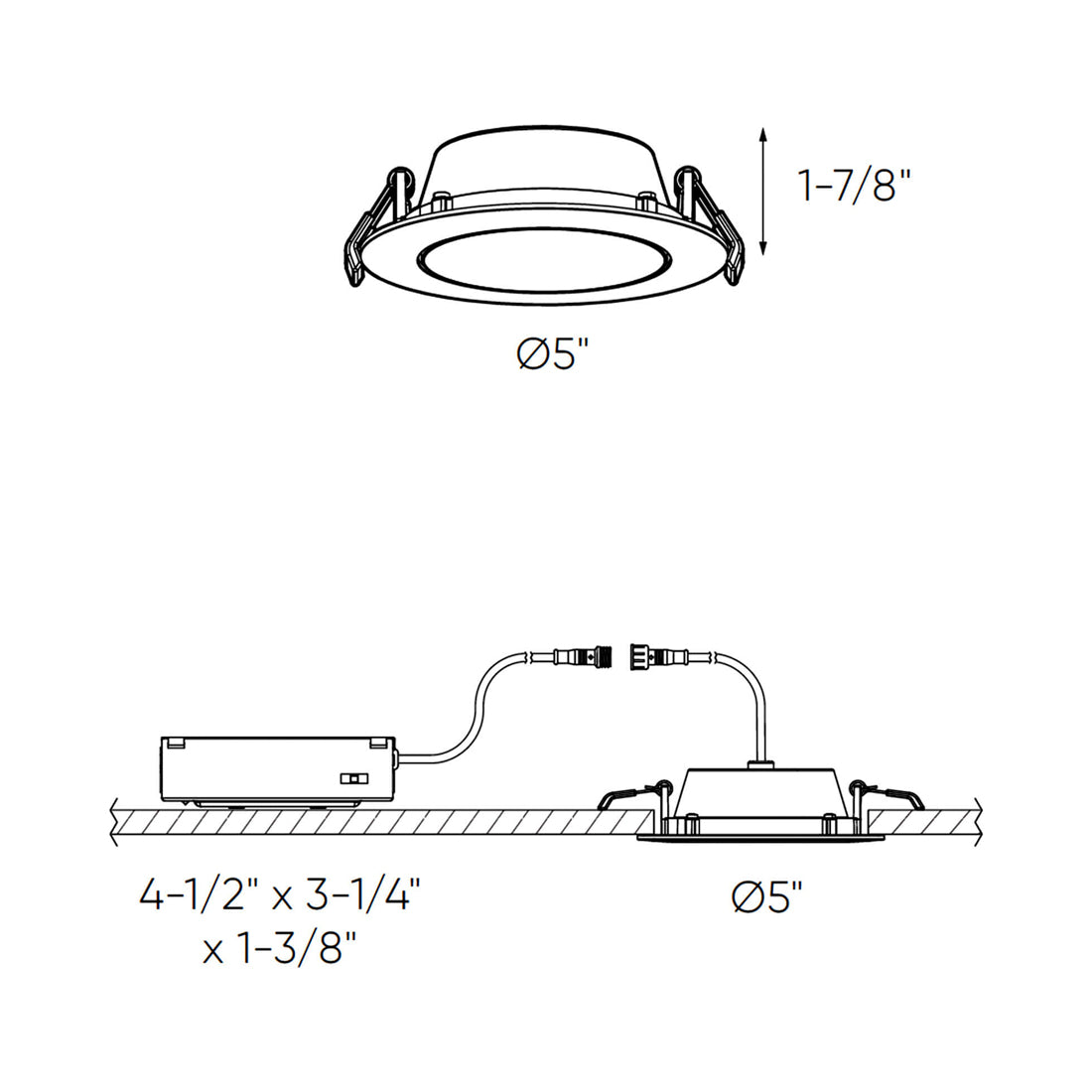 Fusion Indoor/Outdoor LED Recessed Light - line drawing.