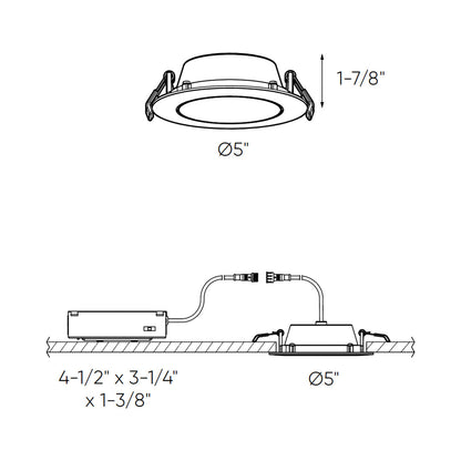 Fusion Indoor/Outdoor LED Recessed Light - line drawing.