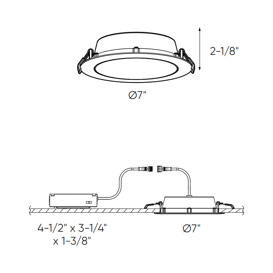 Fusion Indoor/Outdoor LED Recessed Light - line drawing.