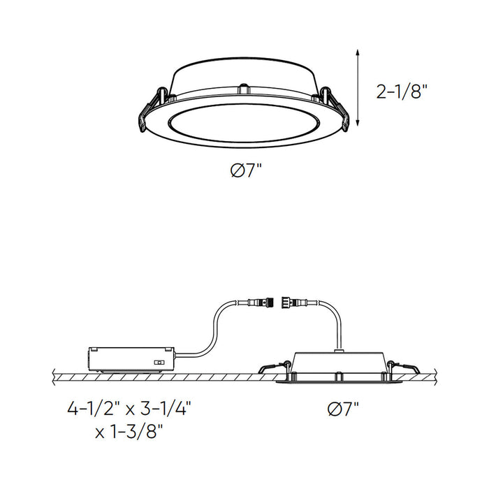 Fusion Indoor/Outdoor LED Recessed Light - line drawing.