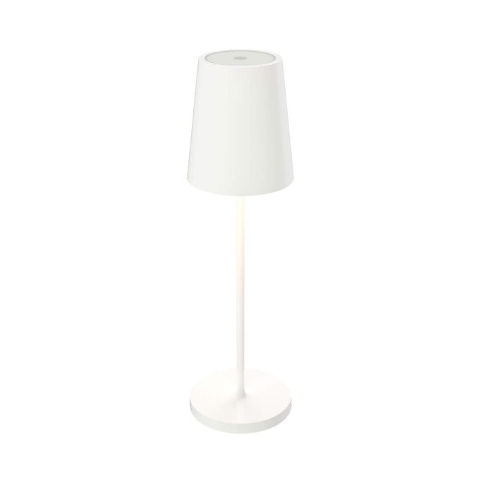 Glam Outdoor LED Rechargeable Table Lamp in White.