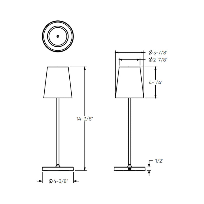 Glam Outdoor LED Rechargeable Table Lamp - line drawing.