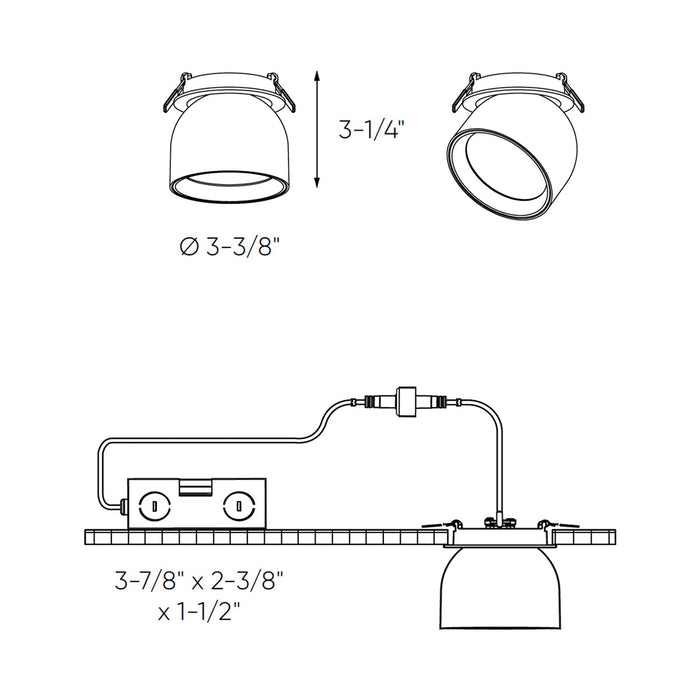 Horus LED Gimbal Recessed Light - line drawing.