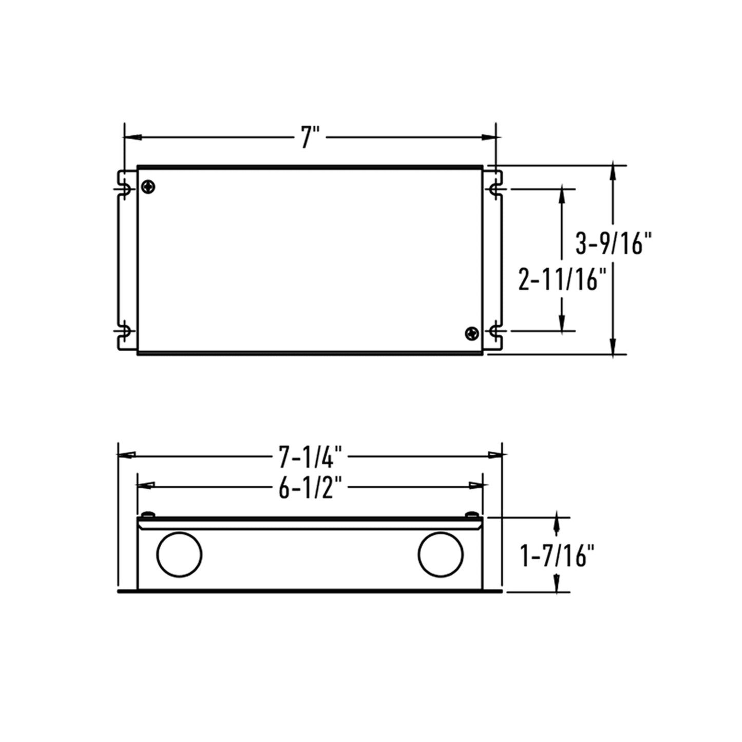 24V Dimmable Hardwired Driver - line drawing.