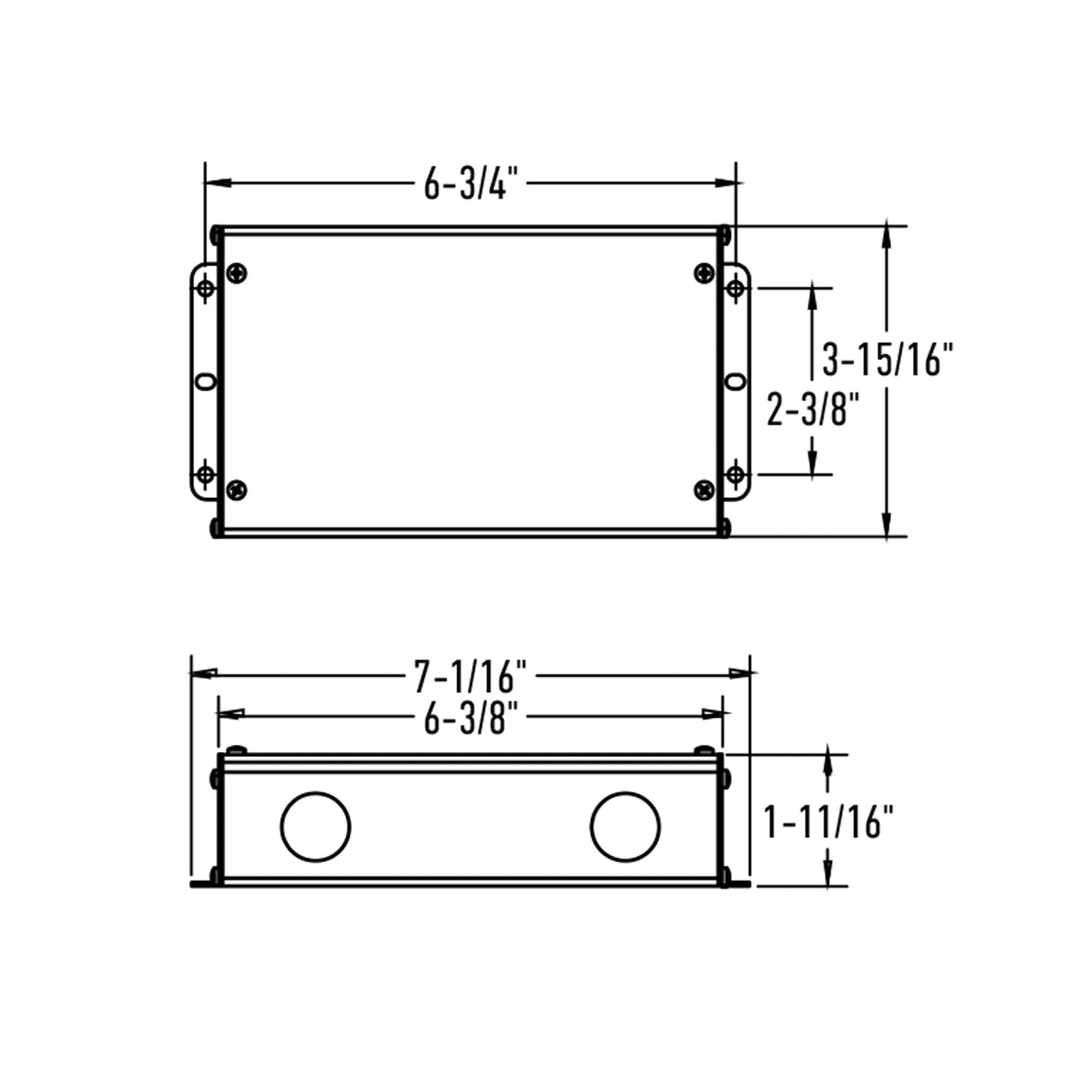 24V Dimmable Hardwired Driver - line drawing.