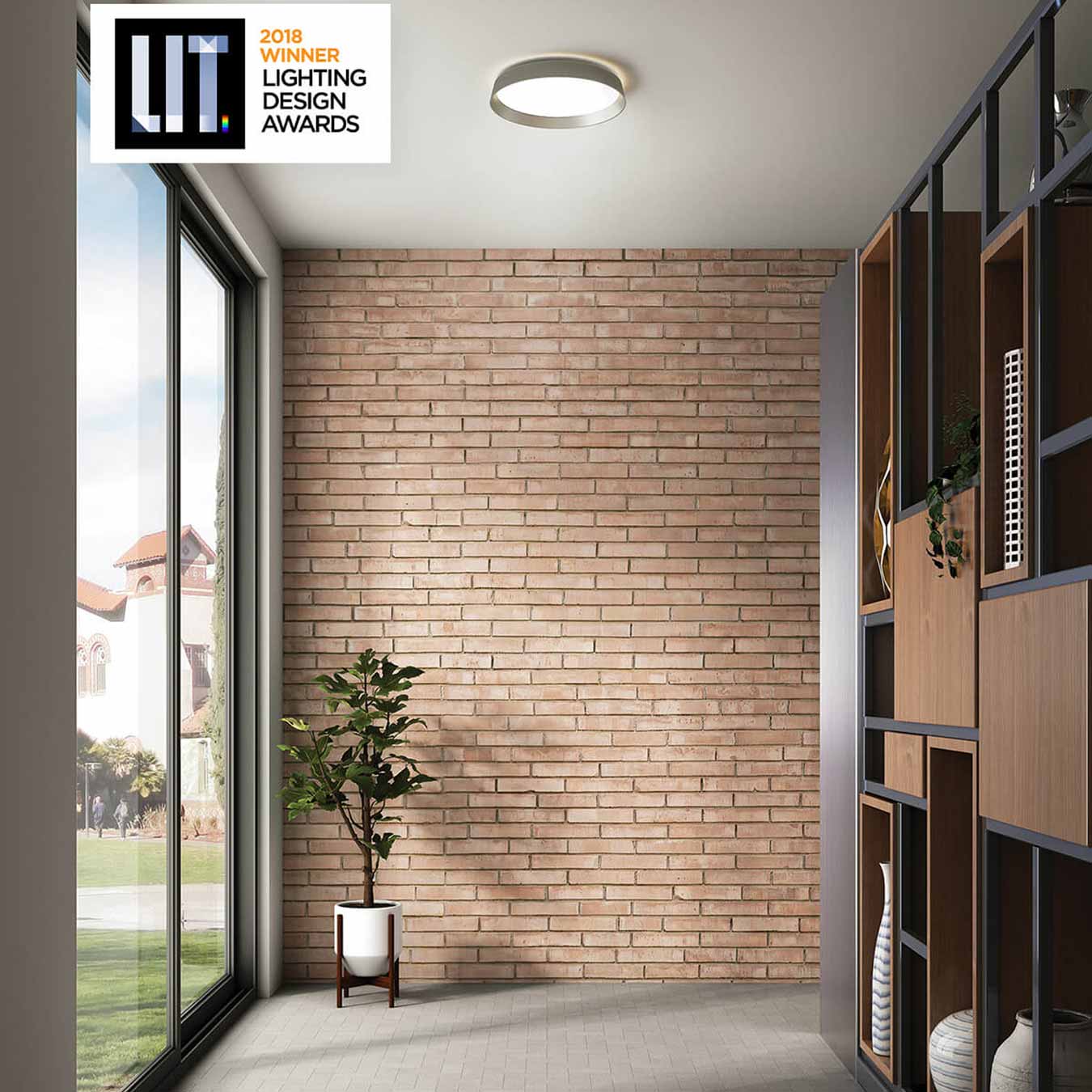 Aurora LED Flush Mount Ceiling Light in living room.