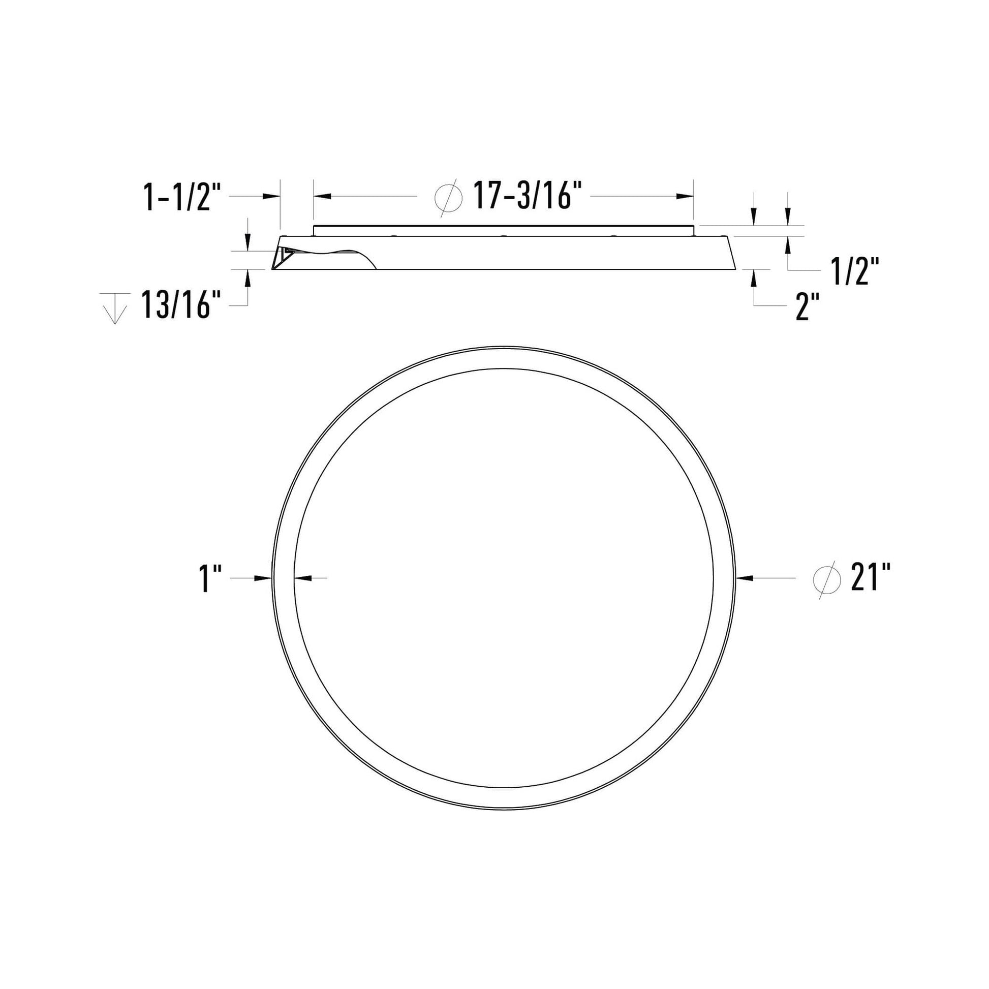 Aurora LED Flush Mount Ceiling Light - line drawing.