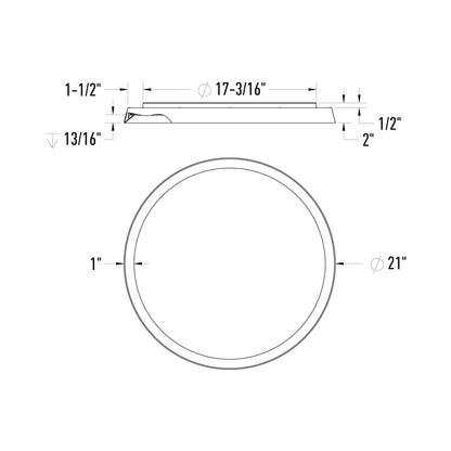 Aurora LED Flush Mount Ceiling Light - line drawing.
