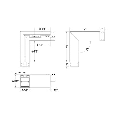 Boulevard 90-Degree LED Pendant Corner - line drawing.