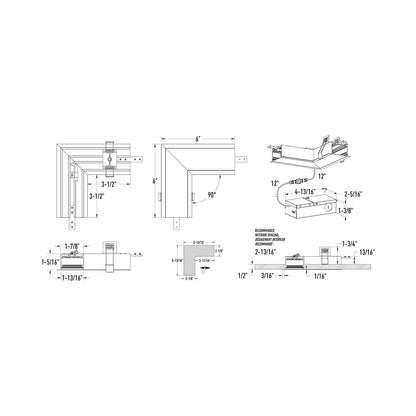 Boulevard 90-Degree LED Recessed Corner - line drawing.