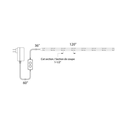 COB LED 24V Tape Light - line drawing.