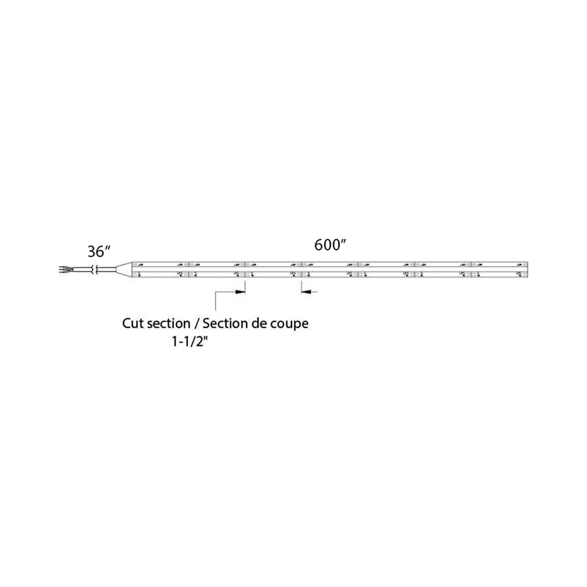COB LED 24V Tape Light - line drawing.